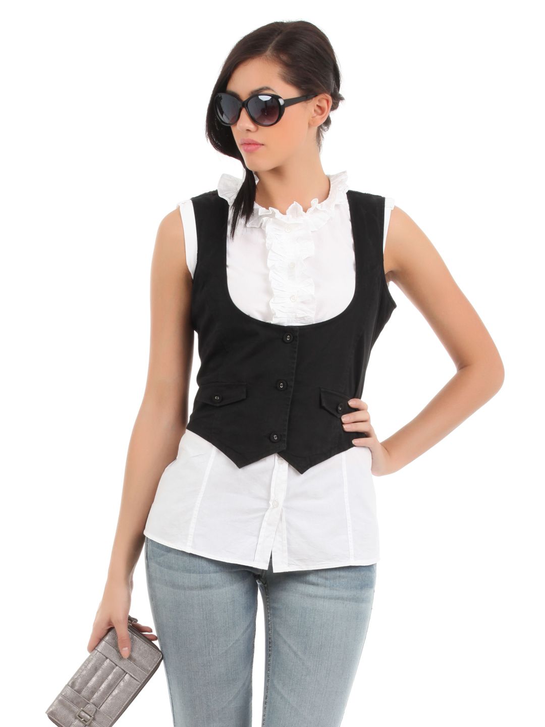 Elle Women Charcoal Waistcoat